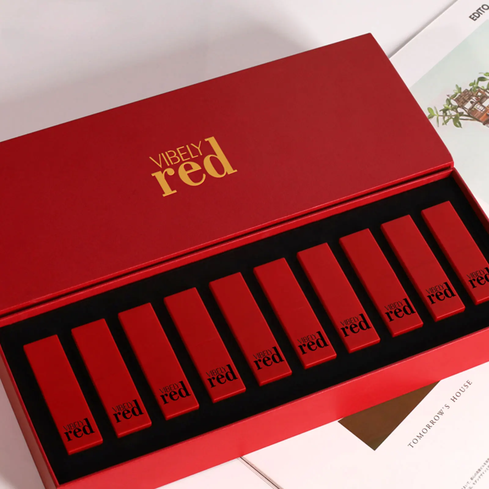 

VIBELY 10Pcs/Set Sexy Matte Velvet Lipsticks Gift Kit Moisturizing Long Lasting Waterproof Lipstick Lip Blam Gift Box Set