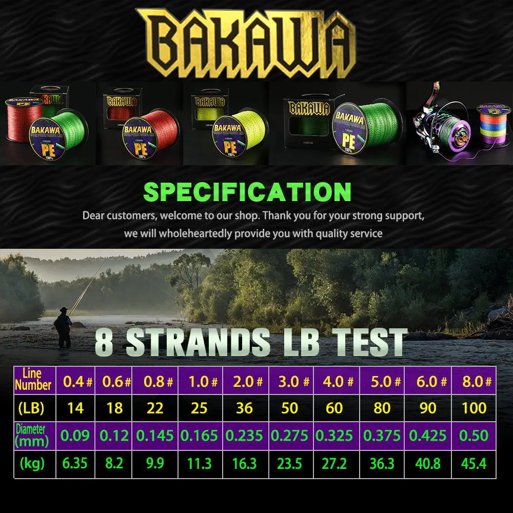 Плетеная рыболовная леска BAKAWA японская многонитевая 100% PE 4/8 Trands 300 м 500 от 12 фунтов