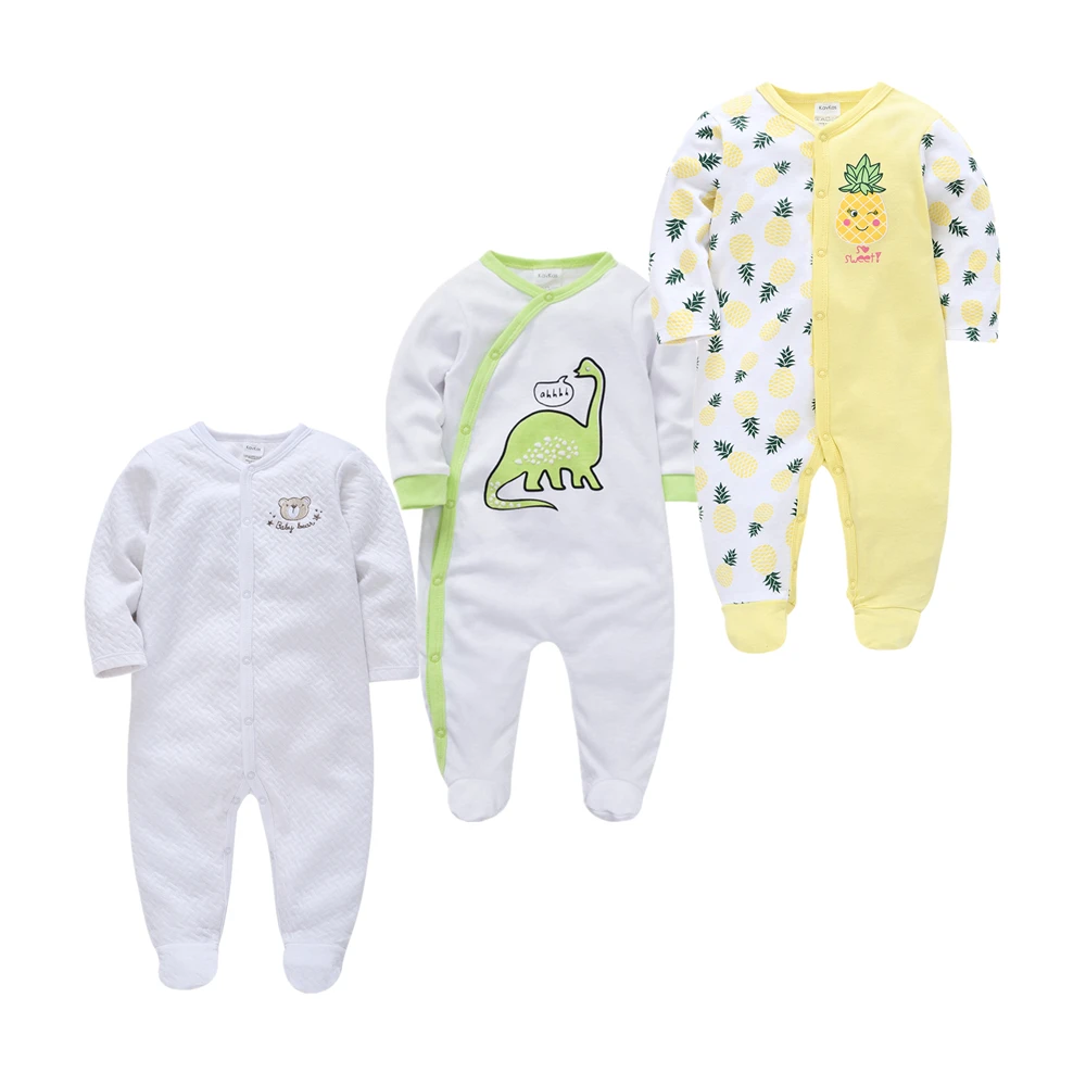 3 предмета комбинезон для новорожденных девочек хлопковый с рисунком из