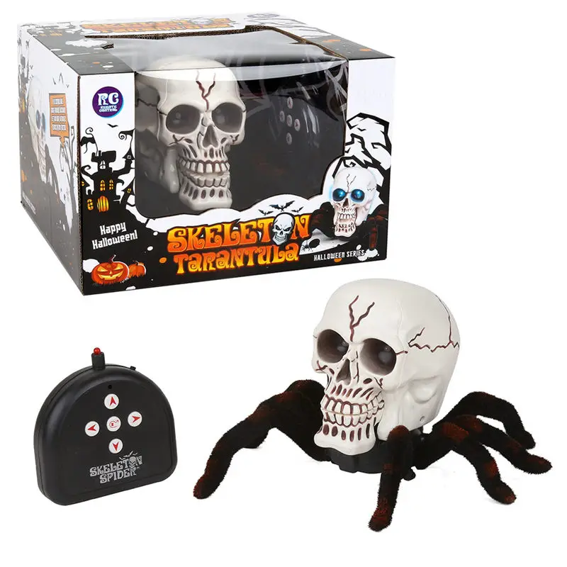 

Halloween Scary Remote Control Skull Spider Toy RC Toys Skeleton Spider Light Terrifying Toy Horrible Ghost Skeleton Wolf Spider