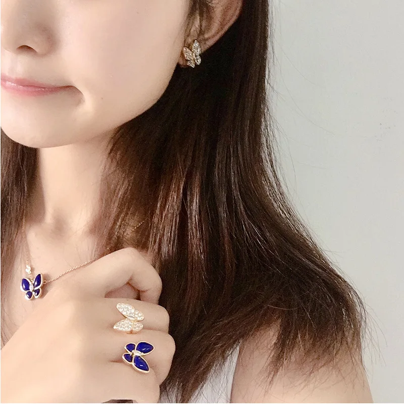 Hot famous brand jewelry blue stone butterfly ring party | Украшения и аксессуары