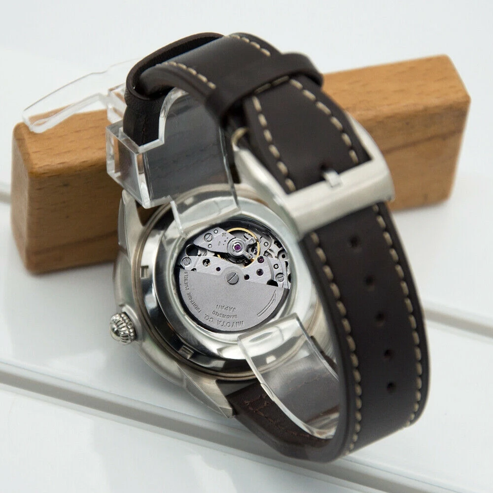 Роскошные мужские механические наручные часы с кожаным ремешком спортивные