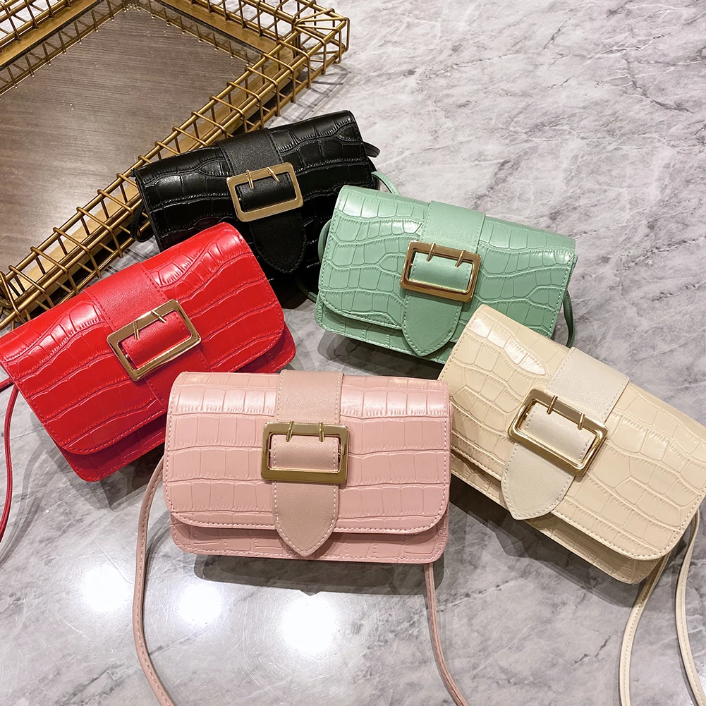 

Casual Solid Color PU Leather Crossbody Bags Retro Alligator Pattern Women Shoulder Handbag Fashion Street Travel Shopping Purse