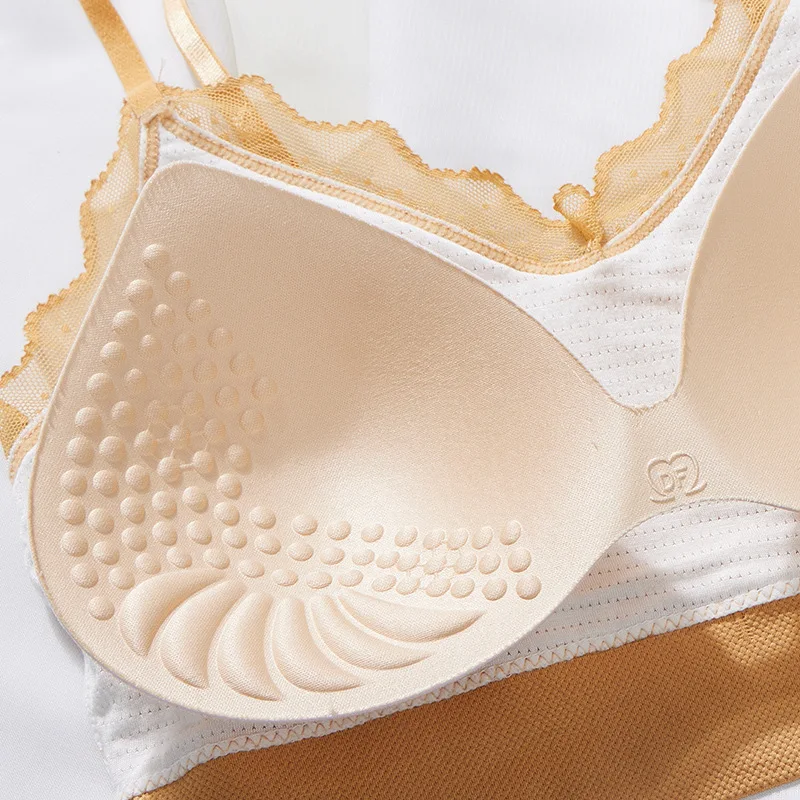 

New Silk Protein Women's High Elastic Lace Tube Top Seamless Push Up Wireless Beautiful Back Wrapped Chest Bra Underwear