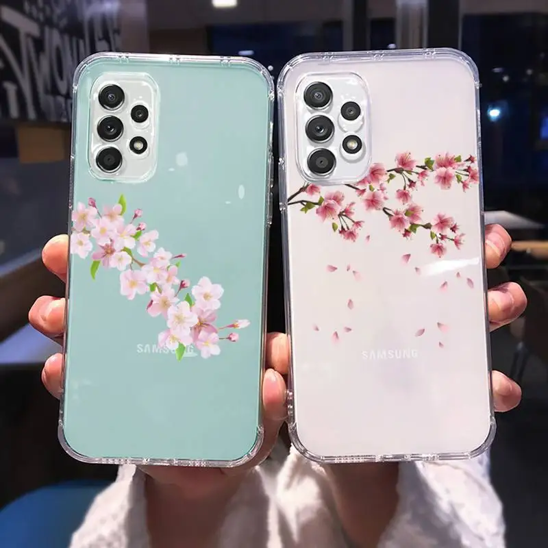 

cherry blossom pink Flower Phone Case Transparent For Samsung Galaxy A S 8 9 10 12 20 21 40 50 52 51 70 71 2019 fe 5g ultra plus