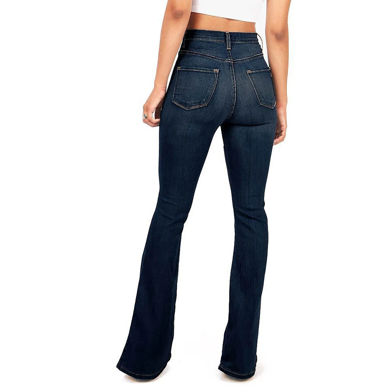 

Women's Jeans pants Women's High Waist Pocket Wide Leg Jeans Flared Skinny Button Trousers women's fashion pants mujer pantalone