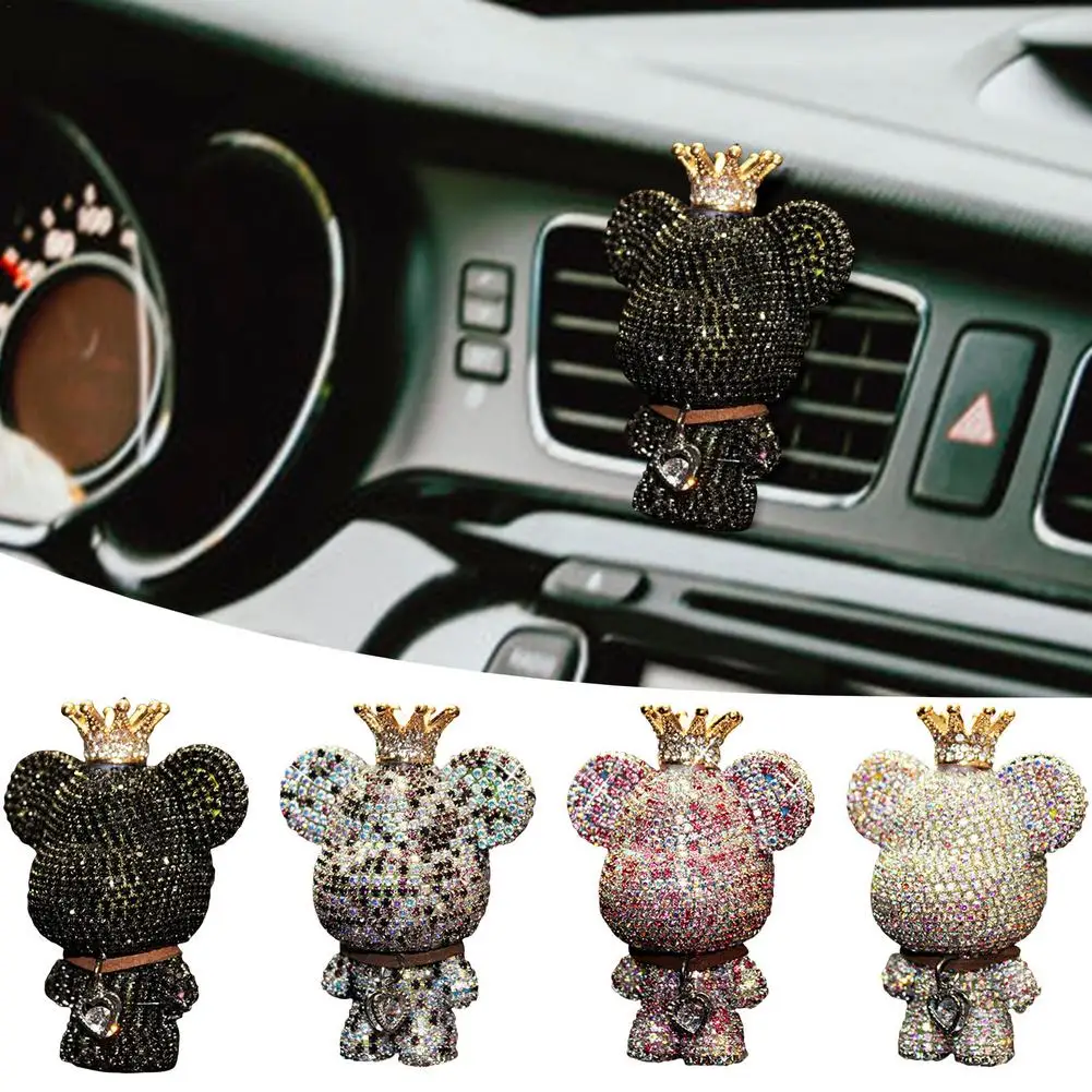 

Car Fashion Charm Bear Air Freshener Ornaments Creative Crystal Diamond Decoration Air Outlet Car Aromatherapy Accessories