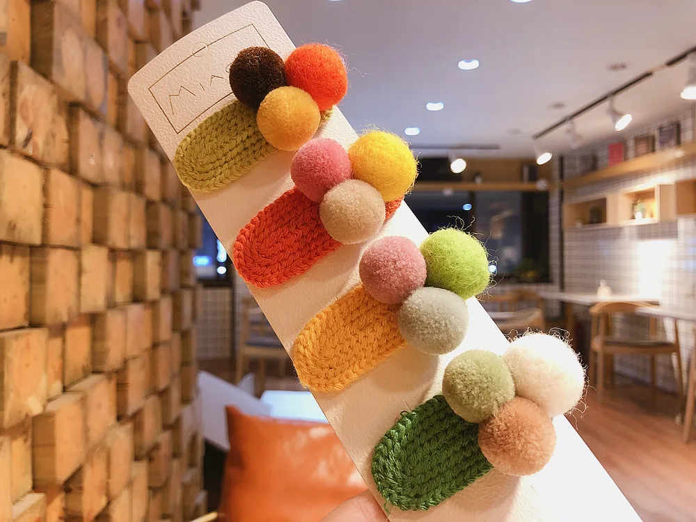 Модные милые заколки-пряжки с помпоном 24 шт. шпильки для волос заколки головной