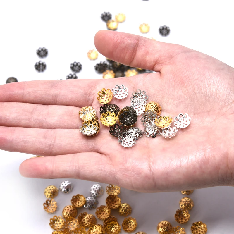 200 шт./компл. цветок Конец разделитель бусины колпачок s амулеты посеребренные