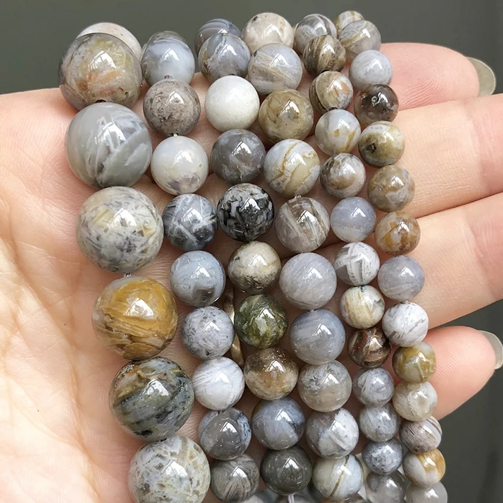 

Natural Smooth Bamboo Agates Onyx Beads For Jewelry Making 6 8 10 mm Round Stone Beads Diy Bracelet Necklace 15'' Strands