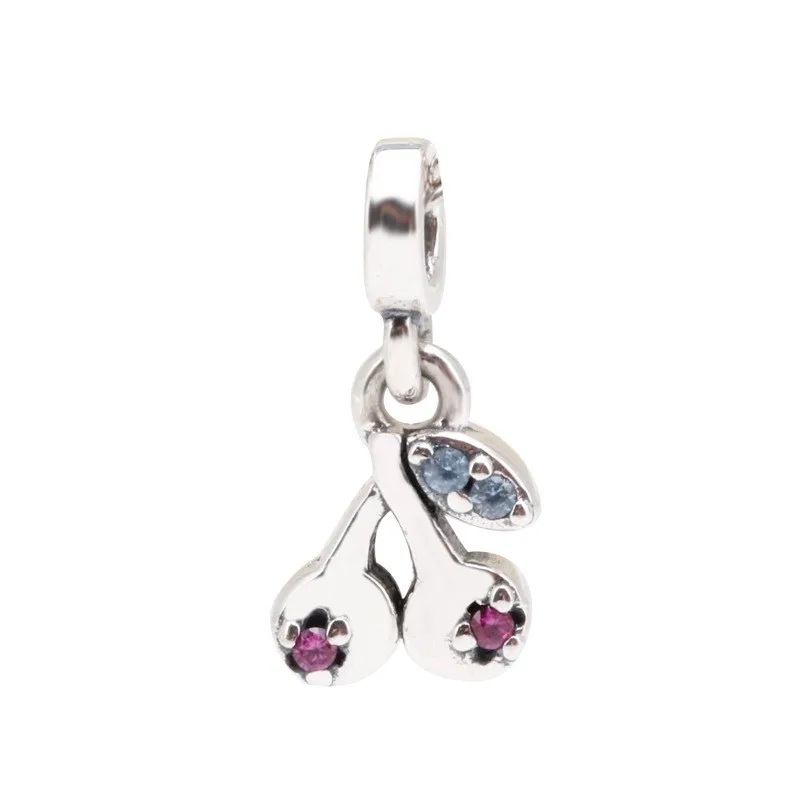 

Authentic 925 Sterling Silver Charm New Cherry Pendant Creative Red Lip Pendant Fit Pandora Women Bracelet &necklace Diy Jewelry