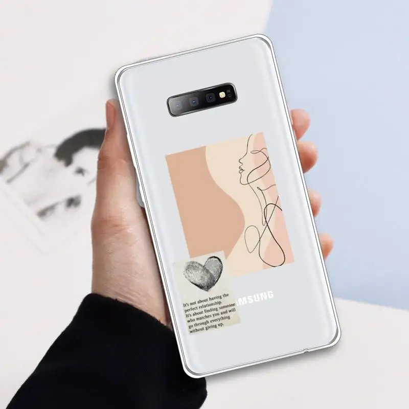 

Artistic Face Letter Phone Case Transparent For Samsung Galaxy A 71 21s S note 8 9 10 plus 20 ultra