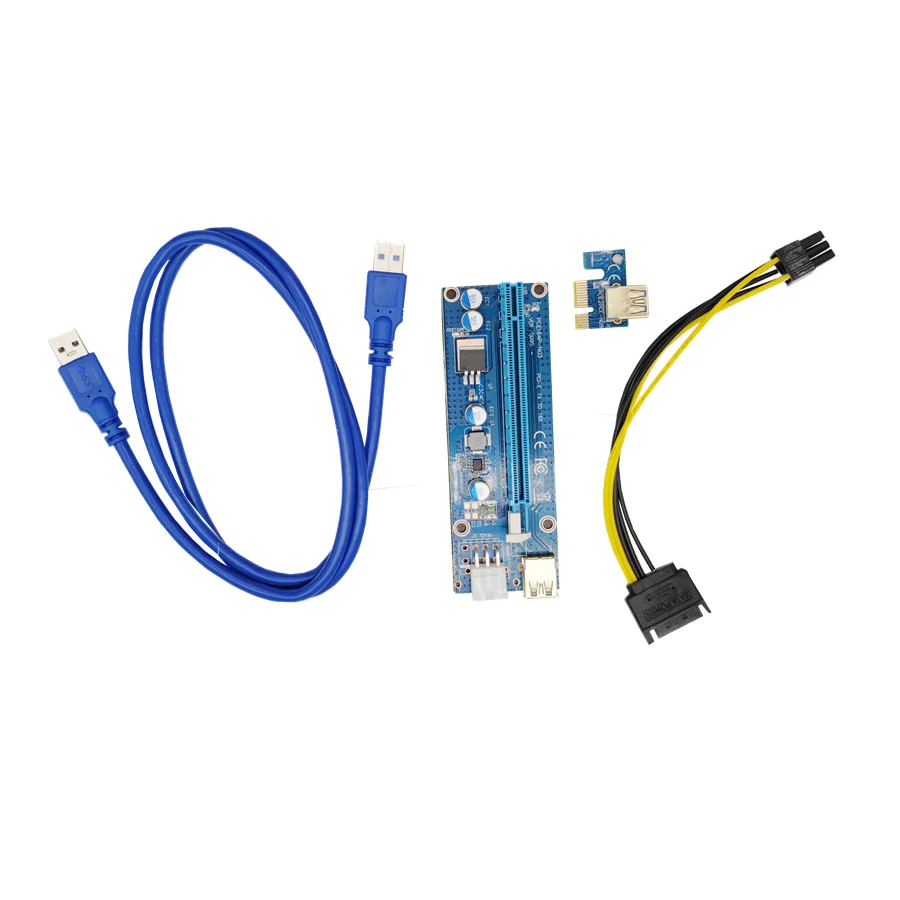 

Райзер VER009S PCI-E 009S PCI Express PCIE 1X на 16X, удлинитель, 1 м, 0,6 м, кабель USB 3,0, SATA на 6-контактный разъем питания для видеокарты