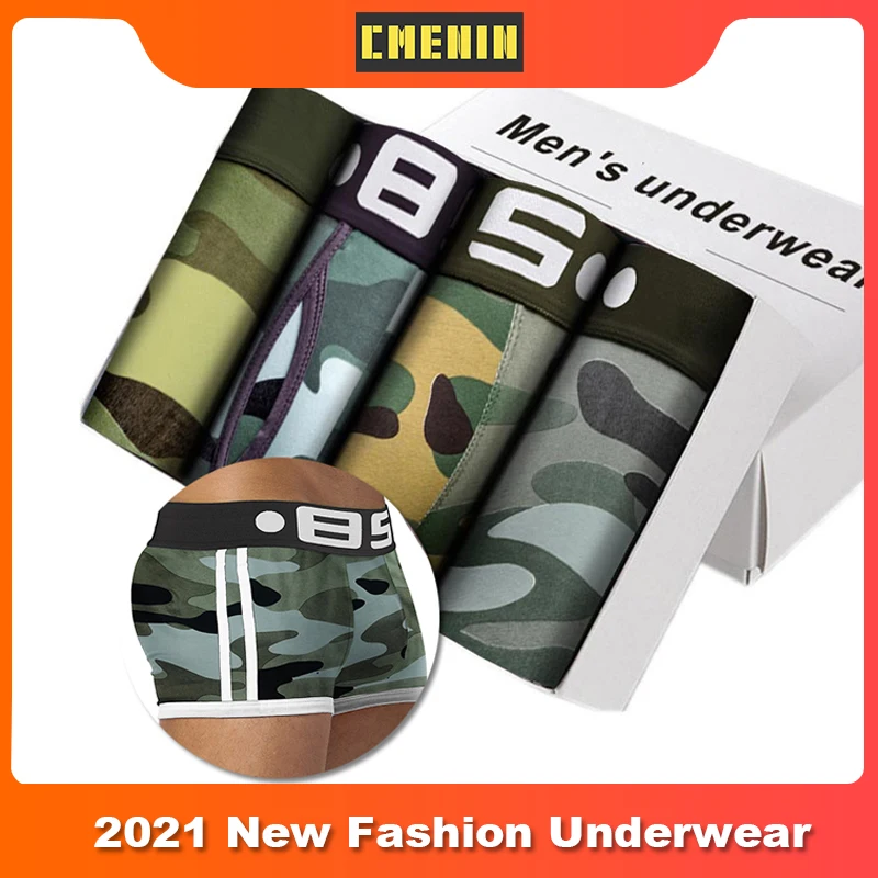 (4 штуки в партии) Для мужчин хлопковые трусы боксеры из мягкой Cueca с рисунком