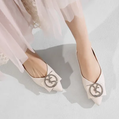 

Women's shoes 2021 spring, summer and autumn new fashion square buckle all-match pointed toe shallow mouth women's flat shoes