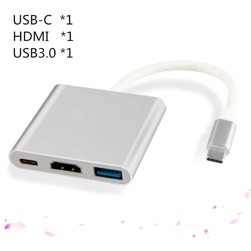3-в-1 USB3.0 док-станция C-type HDMI концентратор USB адаптер для ноутбука MacBook смартфон расширение USB-C конвертер HDMI