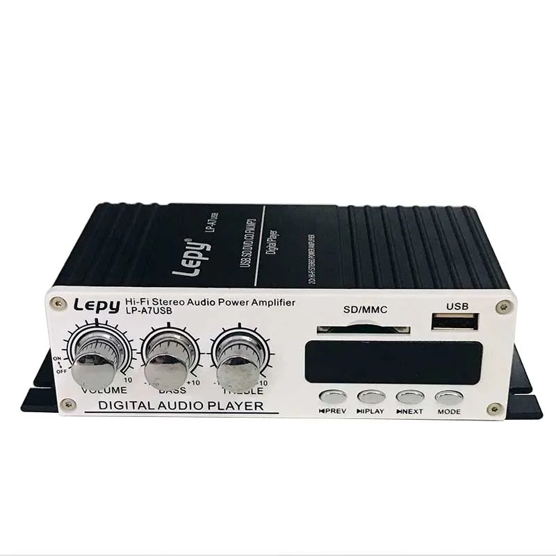 2ch выходной усилитель мощности 20WX2 RMS Hi-Fi стерео аудио домашний 12V USB SD FM MP3 цифровой