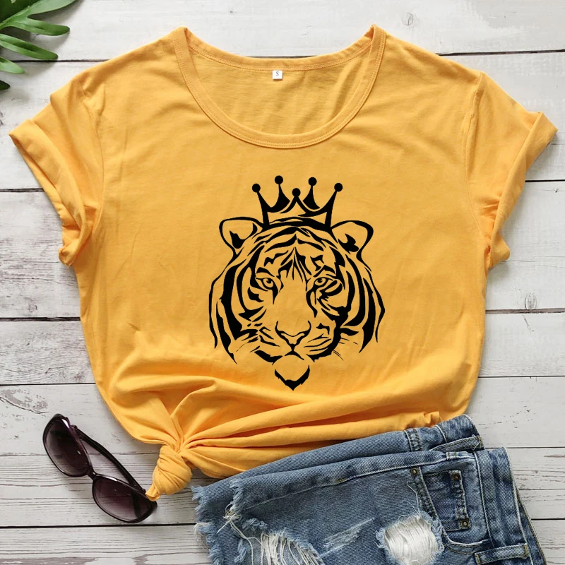 Футболка Tiger King женская с графическим принтом милая хипстерская рубашка из 100%