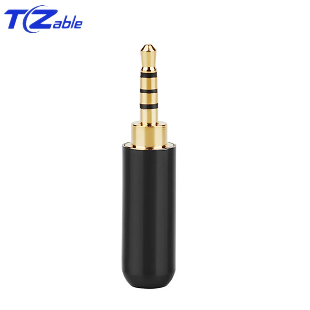2.5mm 4 pole Black 2 шт аудио разъем адаптер для наушников Hifi аудио разъем 2,5 мм 3/4 полюсный кабель для ремонта наушников припой разъем Золотой штекер мужской цвет - Цвет: 2.5mm 4 pole Black