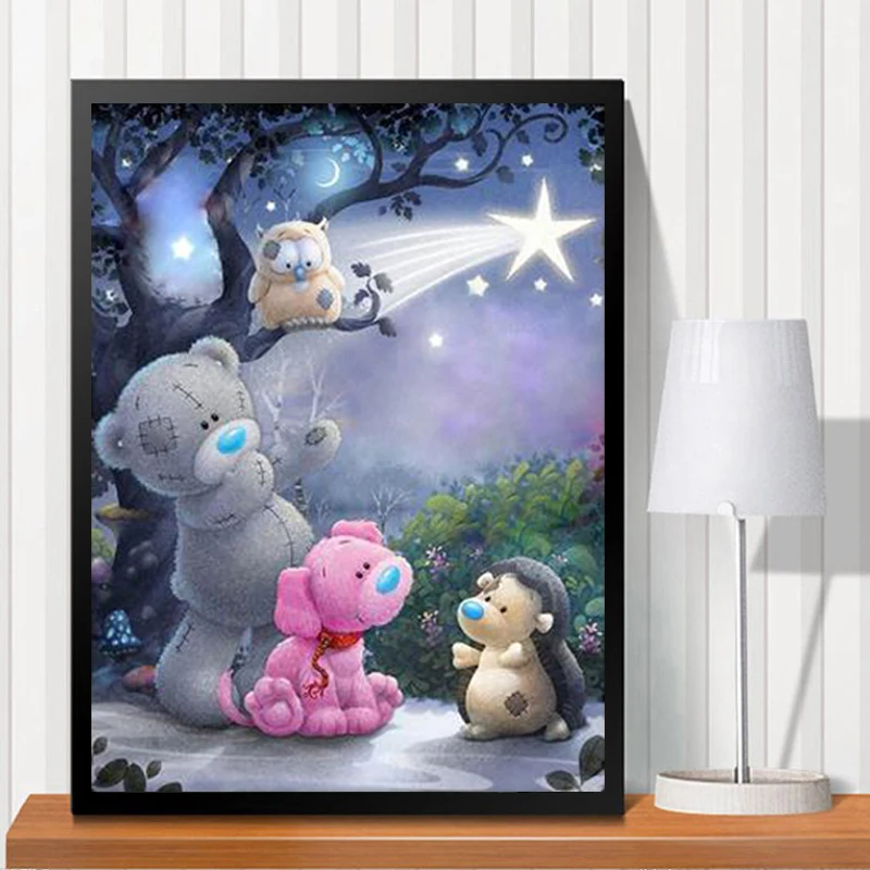 

5D DIY Diamond Painting Full Round Cartoon Animals Embroidery Mosaic Art Landscape Cross Stitch Home Decoration Gift