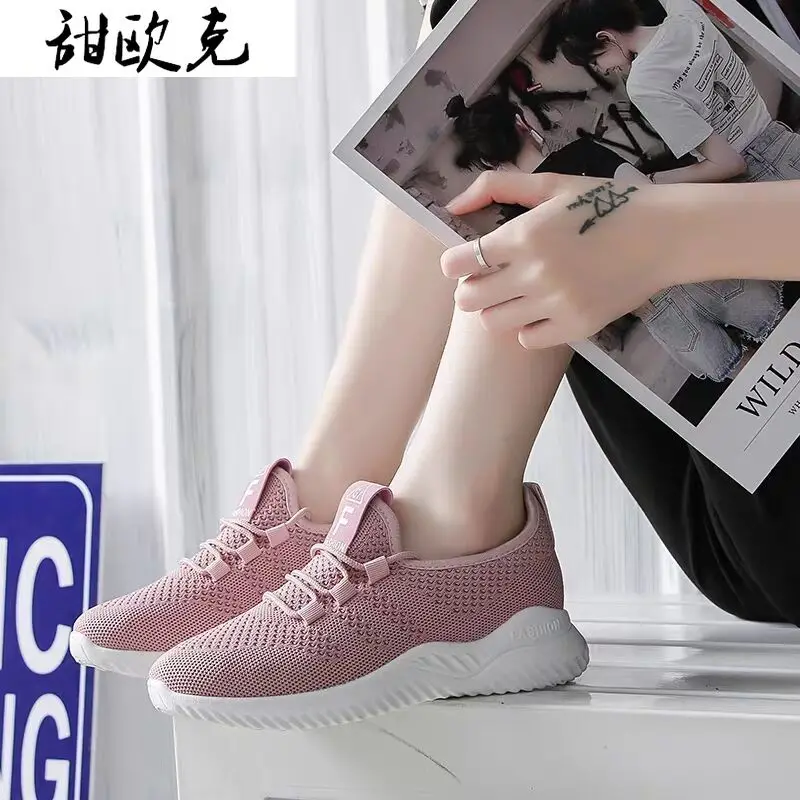 

Spring Fashion Woman Mesh Breathable Vulcanized Shoes Platform Comfortable New Woman Casual Sports Shoes Lace-up Woman Shoes