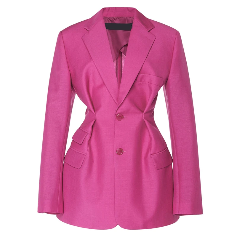 Женский блейзер с высокой талией, черная или розовая куртка-туника с длинным рукавом в уличном стиле, осень 2021 от AliExpress RU&CIS NEW