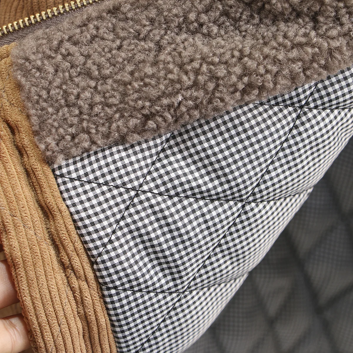 

Winter Parka Women Oversize Padded Jacket Fleece Splice Corduroy Hooded Thick Coat Warm Outerwear Fashion Loose Clothes 2021