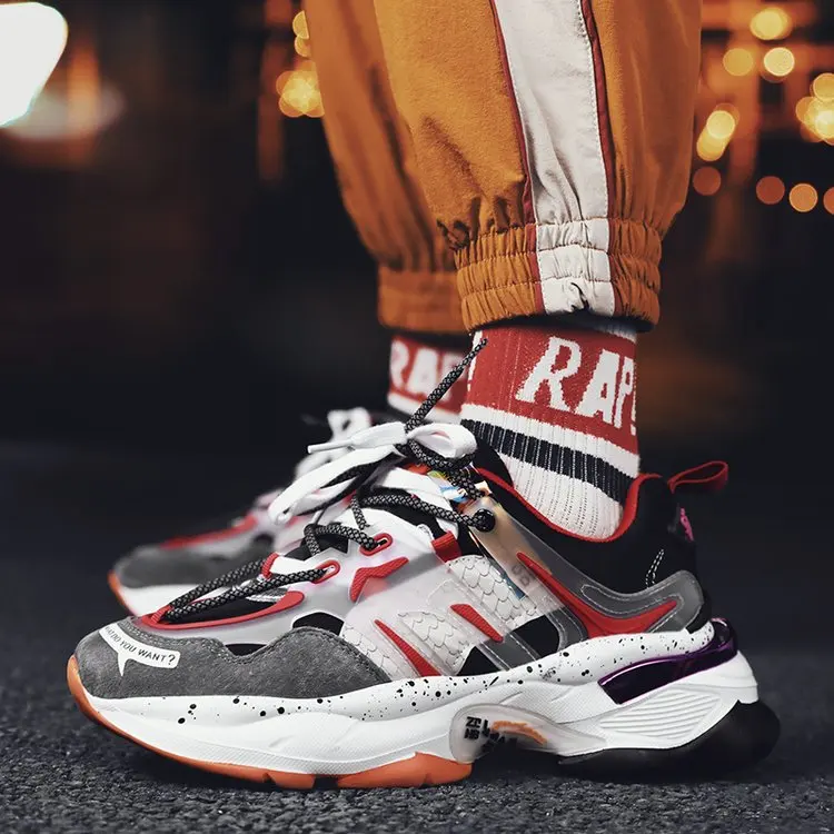 Мужская модная дизайнерская обувь на толстой подошве сезон весна-осень