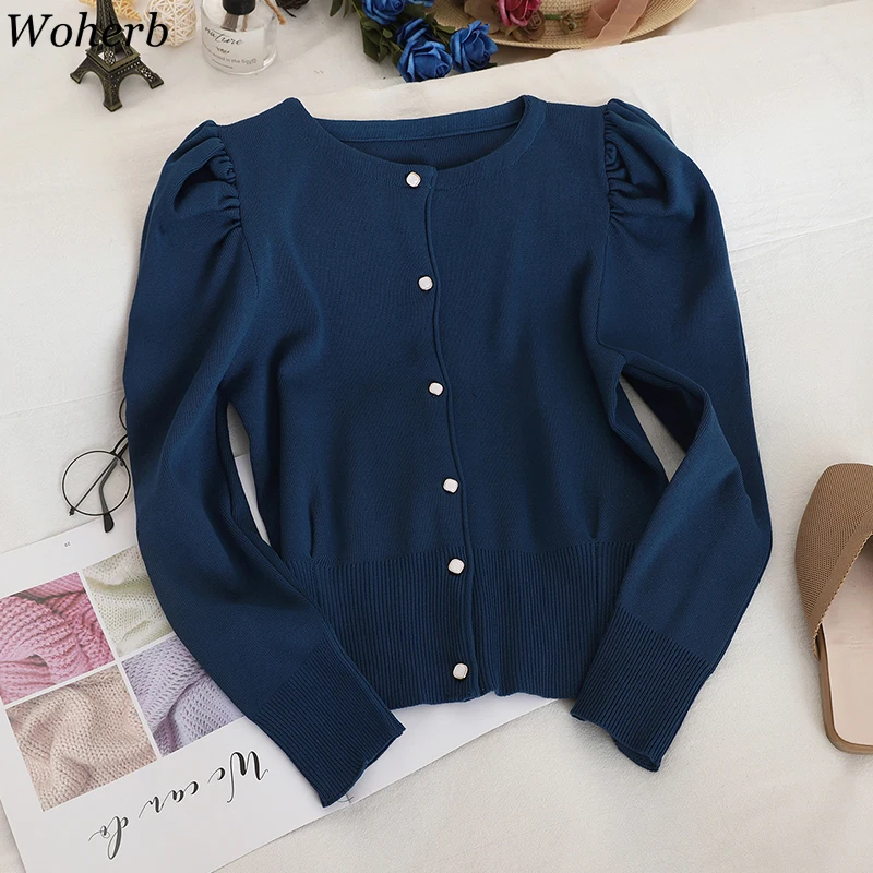 Кардиган женский короткий однотонный трикотажный в Корейском стиле 91149 |