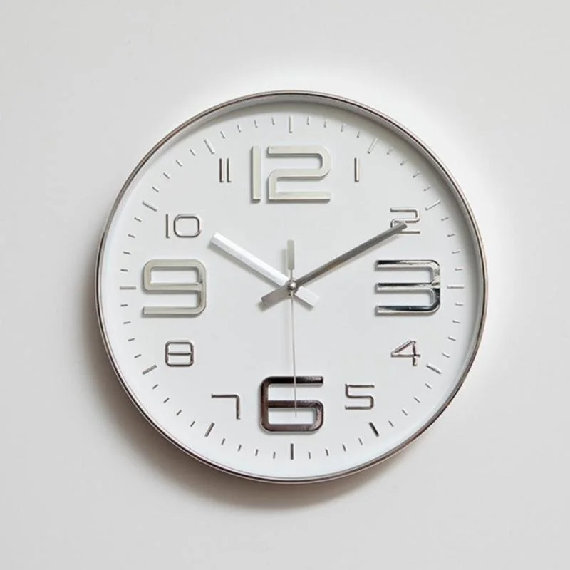 Новейшие настенные часы Современный простой немой металлический гостиной
