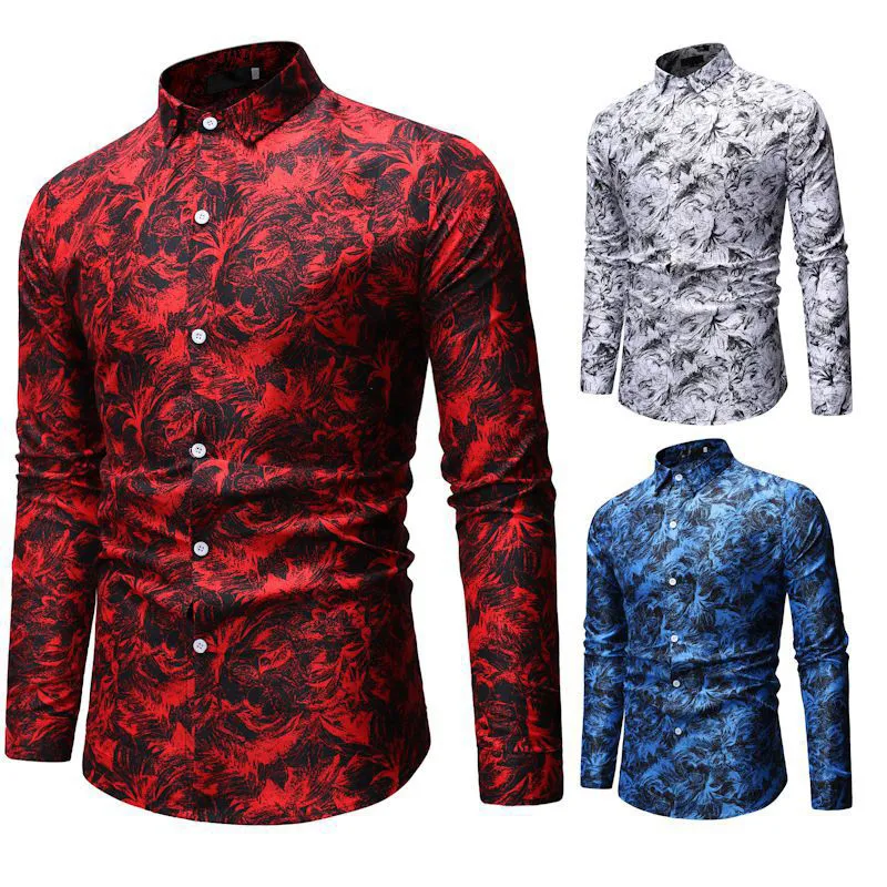 

Newly Men Modern Long Sleeves Shirt Clothing Fashion Printed Shirt Tops FIF66