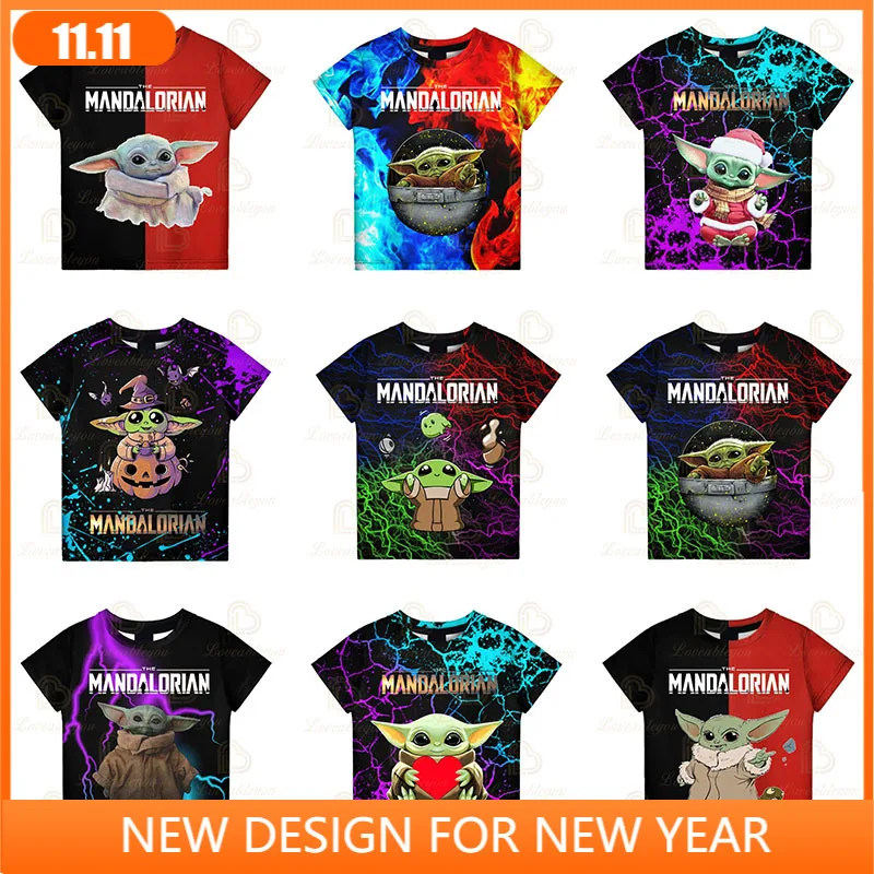 

Baby Yoda Print 3D T-shirt Boys Girls Tops Boy Girl Cute Disney Design T-shirt Fashion 3D Printed Kids Short Sleeve Tshirt