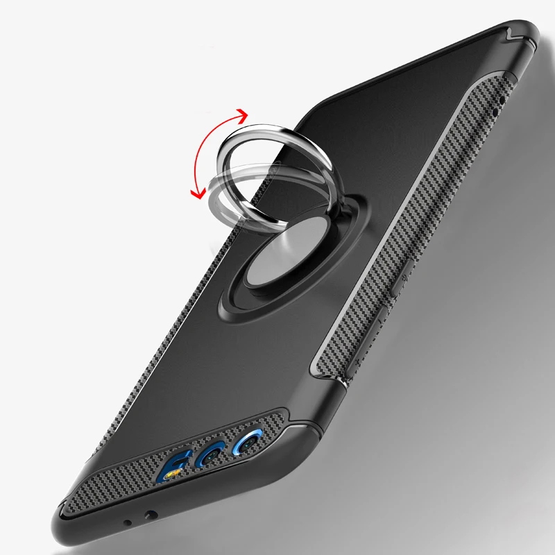Back Cover Huawei Honor 9 Stand Finger Ring Phone Case Honor9 STF-L09S STF-L09 Soft TPU and Hard PC Dual Protector Cases Fundas | Мобильные