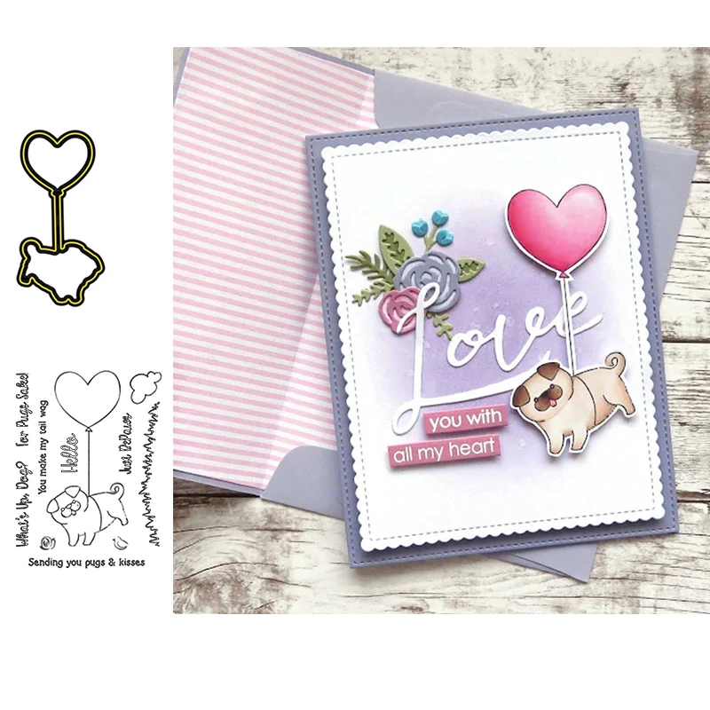 Любовь собака сердце буквы слова ясные штампы координационные для DIY Скрапбукинг