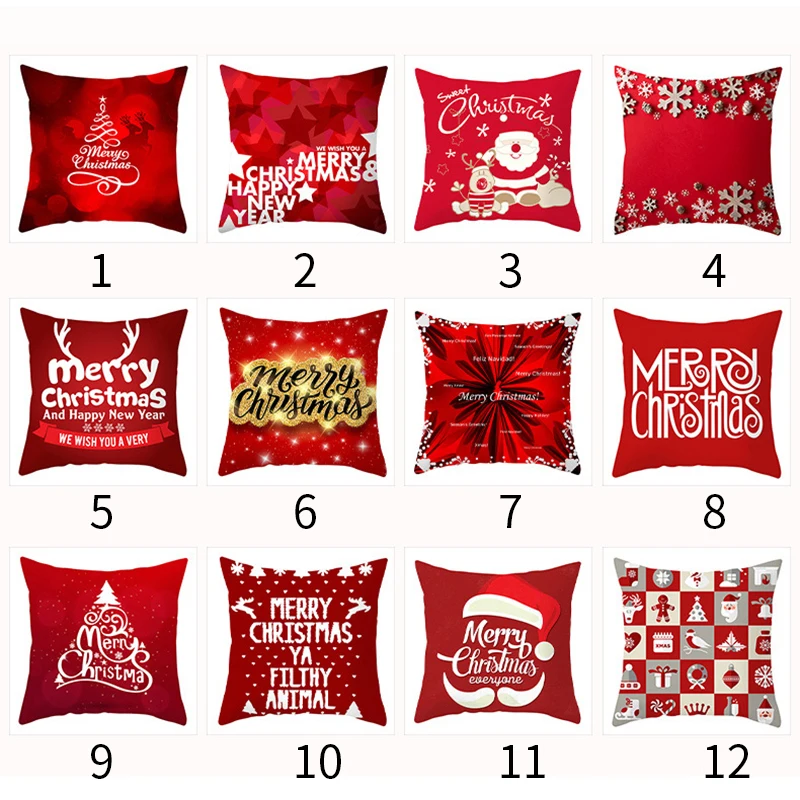 

Рождественская наволочка 45*45, красная, с рождественским принтом, персиковая кожа, декоративные подушки, диван