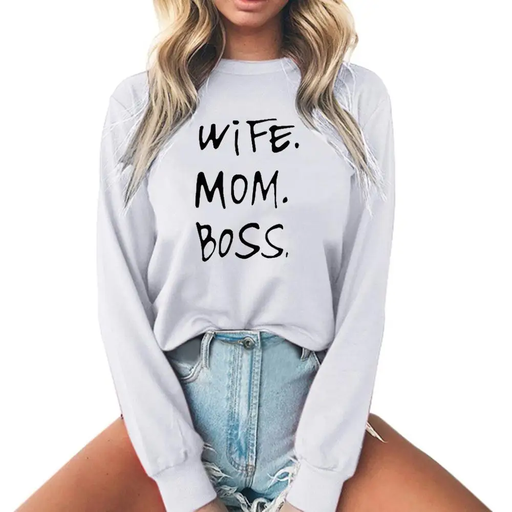 Вишня WIFF мама боcc свитер с принтом букв толстовка круглым вырезом на шее дамы