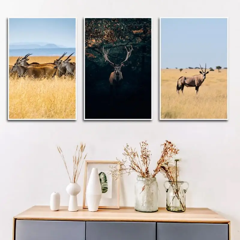 

Animal Decoration Posters In Weeds Deer In Weeds Home Wall Products for Bedroom Living Room Office Frameless Style