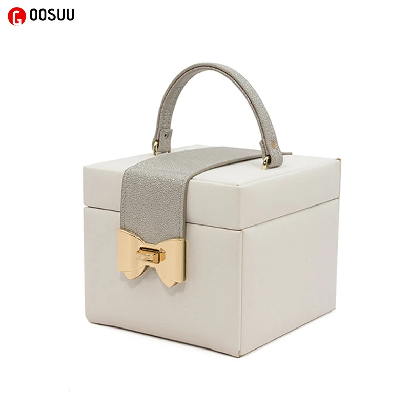

Jewelry Box Storage Leather + Velvet Drawers Multi-functional Ring Earring Jewelry Necklace Packaging Box Small Gift Box Organza