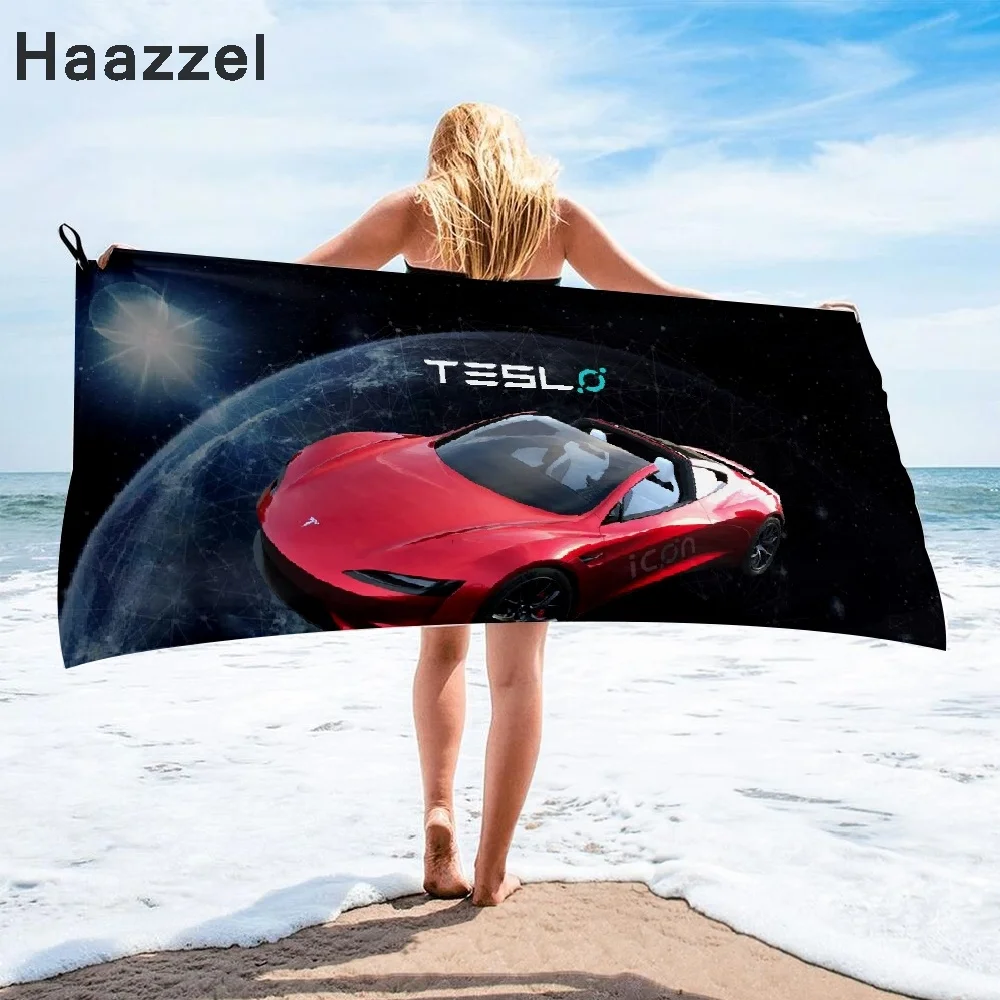 Банное полотенце с логотипом Tesla для автомобиля пляжное Женская длинная шелковая