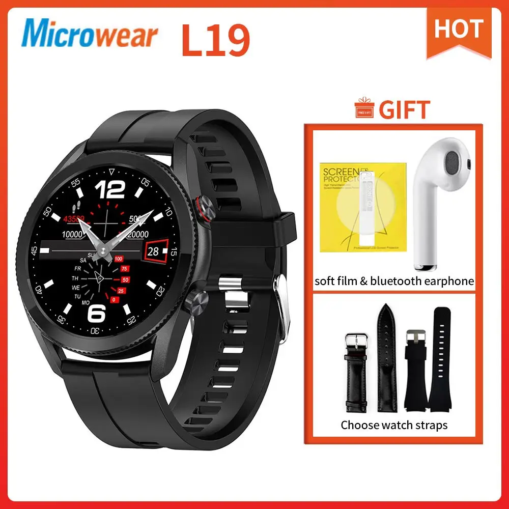 2021 Microwear L19 Смарт часы IP68 Водонепроницаемый ЭКГ вызовов через Bluetooth крови Давление