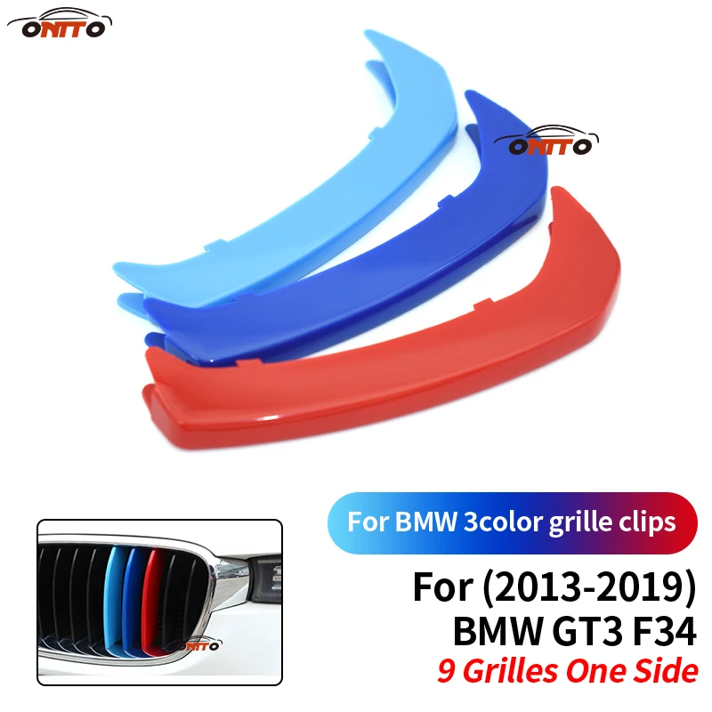 

Grille Racing 9 Bars 3-color-set Car Front Decoration Stripe Clips Sticker Decal Covers Grille ABS For GT3 F34 2013-2019