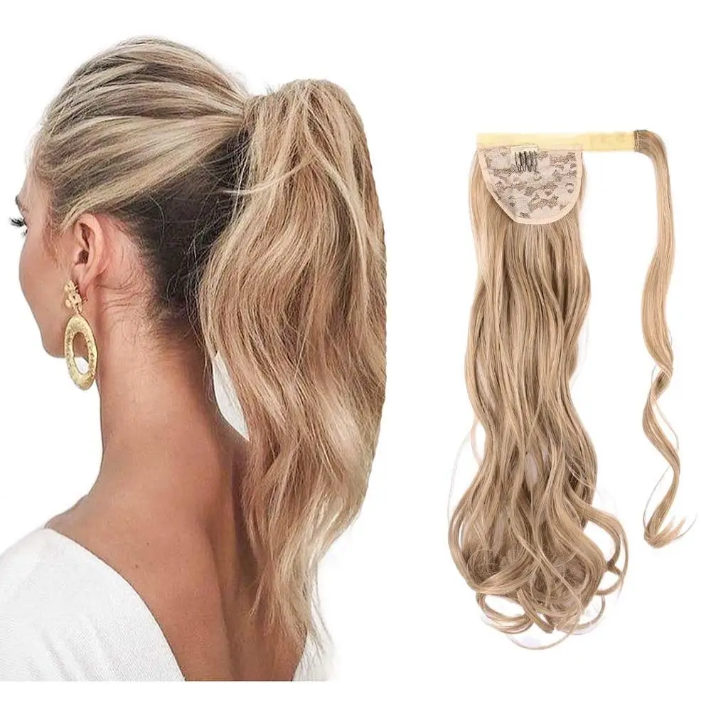 

Kong&Li Wave Clip In Hair Pony tail False Hair 22" Ponytail Hairpiece With Hairpins Synthetic Ponytail Hair Extensions