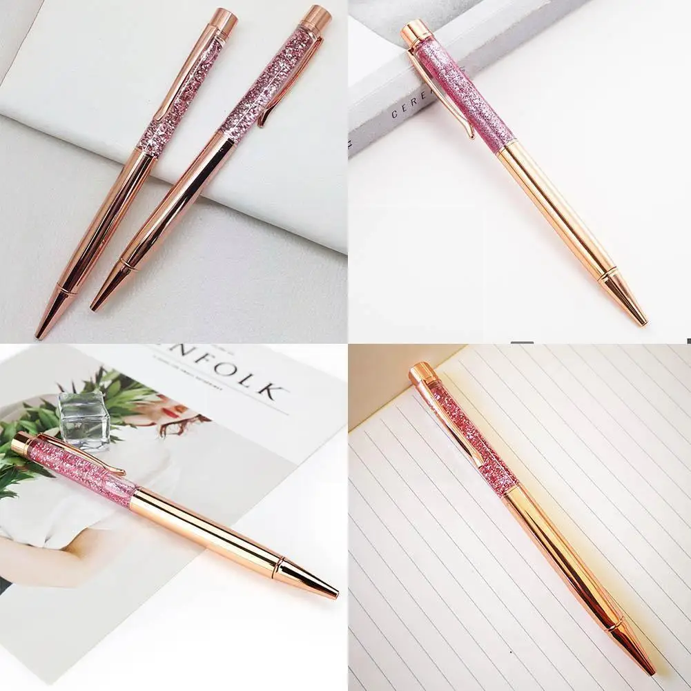 

Metal Ballpoint Pen Writing Crystal Bright Pink Pen Stationery Office Ballpoint Gift Pen Accessories Office School S5k6