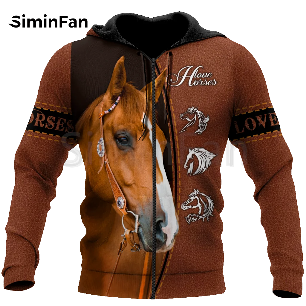 Мужские толстовки с 3D принтом Love Horse художественный Повседневный Свитшот унисекс