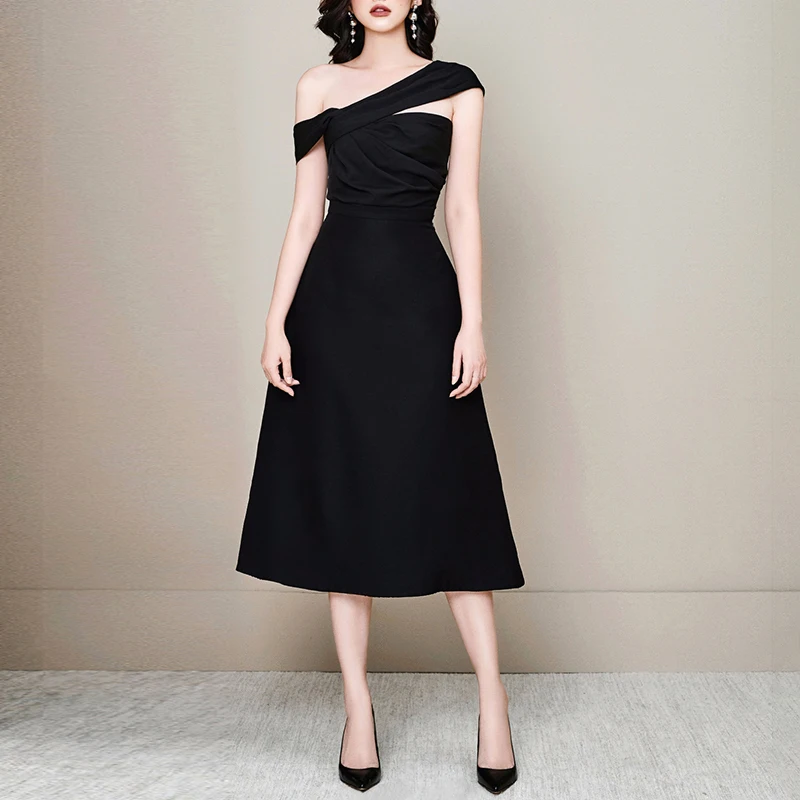 Женское асимметричное платье-трапеция Max Spri весеннее однотонное платье с вырезом