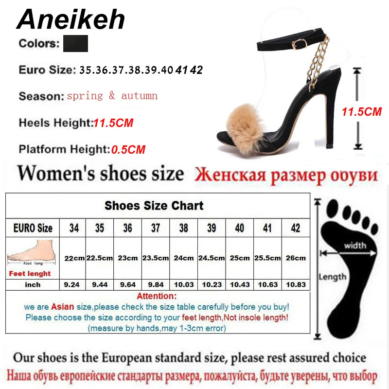 Женские босоножки с открытым носком Aneikeh черные вечерние на тонком высоком