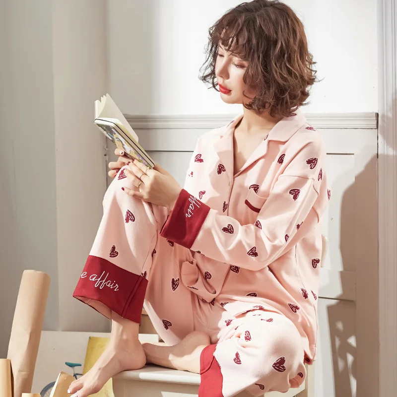 Осенне зимний новый хлопковый топ с отворотом + длинные штаны комплект из 2