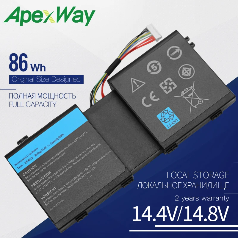 Аккумулятор Apexway 2F8K3 для ноутбука DELL Alienware 17 18 M17X R5 M18X 0KJ2PX KJ2PX G33TT 14 8 в 4400 мАч черный
