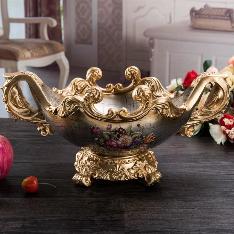 

European fruit plate resin high-end creative living room home decor wedding gift coffee table retro plate candy dish LB81706