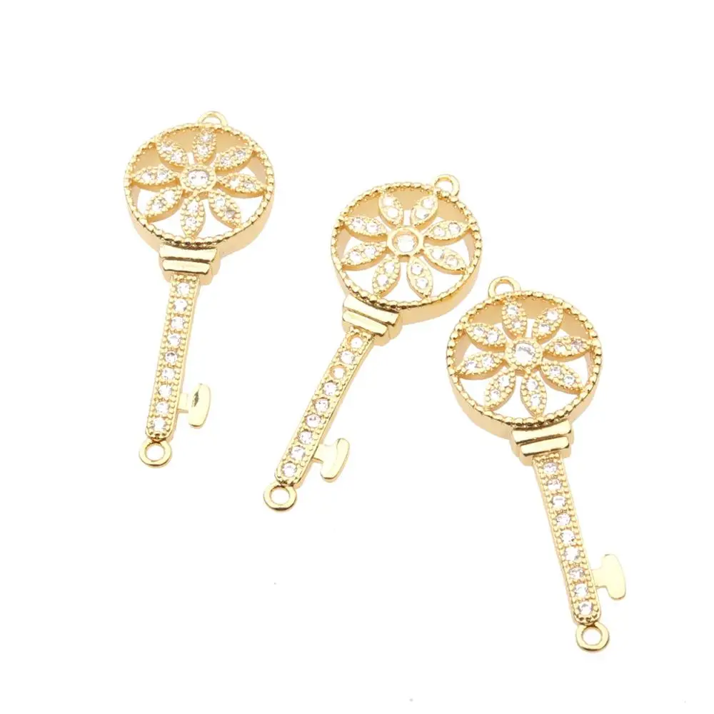 

New Fashion Model Micro Zircon Metal Copper Accessories Bracelets Key for Jewelry Making DIY Beads Wholesale Factory Price